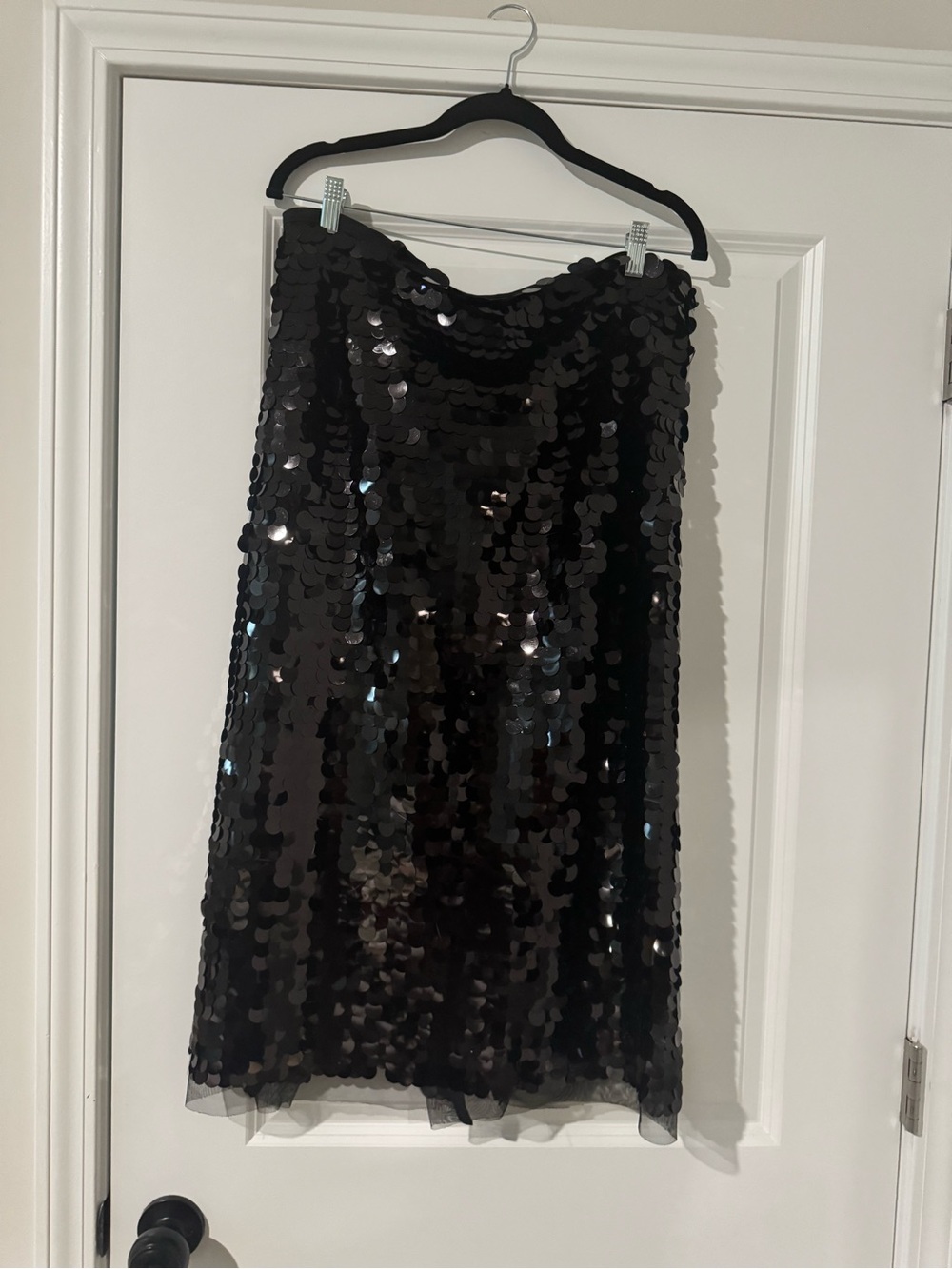 Black Sequin Midi Skirt